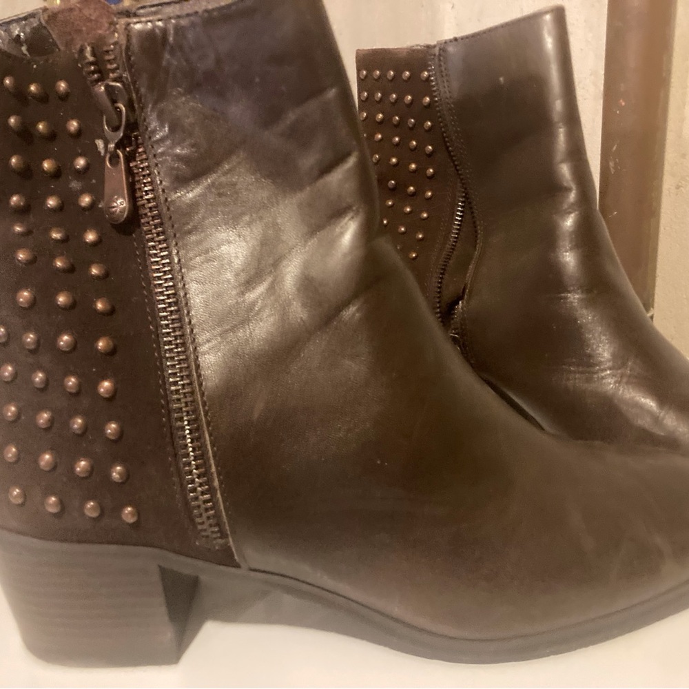 Tahari Dark Brown Studded Ankle Booties